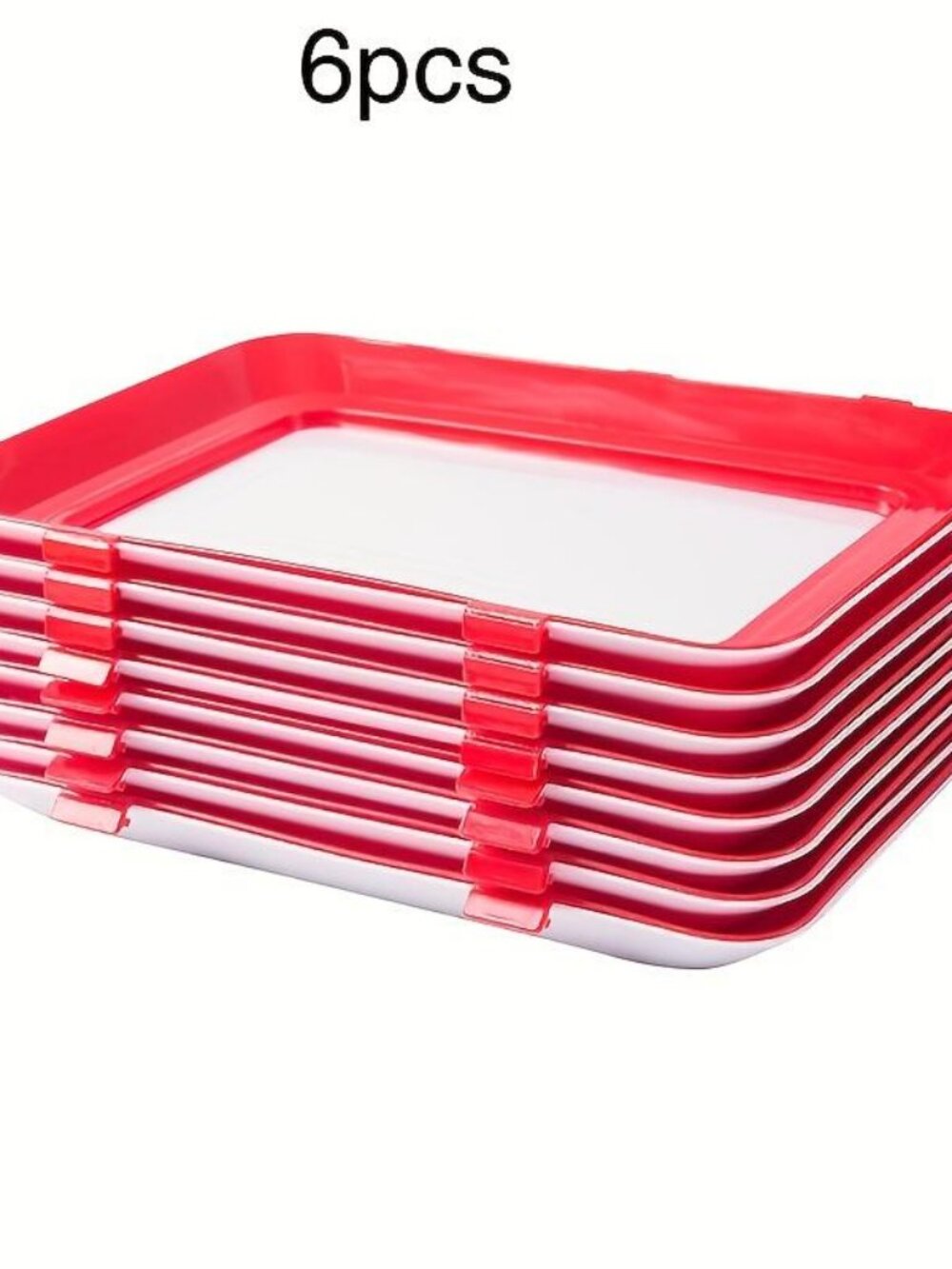 Disposable Red Plastic Fresh Keeping Tray, Thickened Rectangle Food Serving Plat